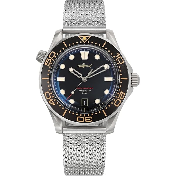 Phylida Black Dial Automatic Watch Diver 007 NO TIME to DIE Style